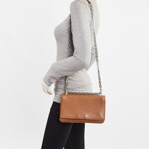 Prada Cognac City Calfskin Leather Chain Shoulder Bag
